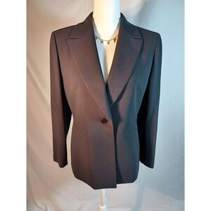 Anne Klein Blazer Womens Petite 10P Black Single Button Lined Career Work